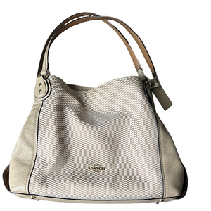 Coach Legacy Jacquard Edie 31 Shoulder Bag Beige Leather Trim
